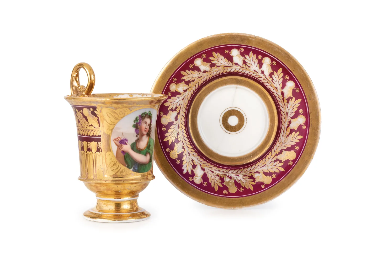Tazza con Piattino in Porcellana Policroma