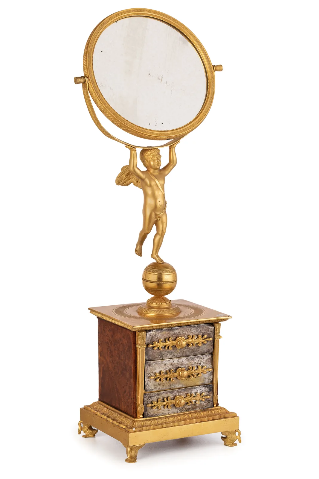 Specchio da Tavolo in Bronzo Dorato
