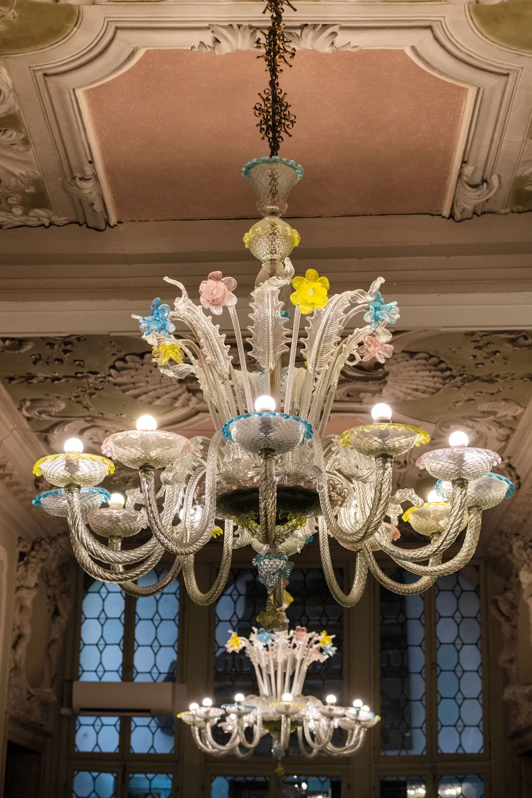 Lampadario in Vetri Colorati, Manifattura Muranese