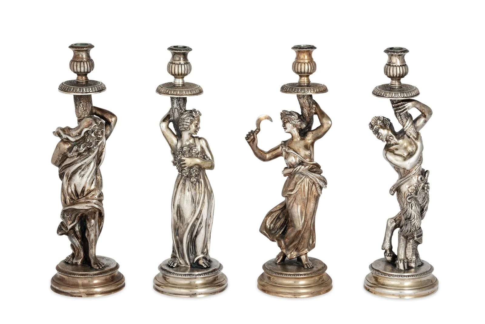 Set di Quattro Candelieri in Argento